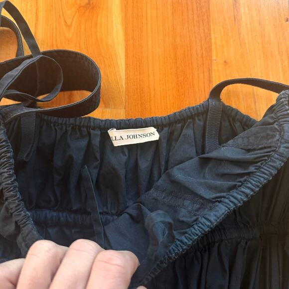 Ulla Johnson Tatum Smocked Jumpsuit black 100% cotton sz 4 minimalist utility - Picture 6 of 9